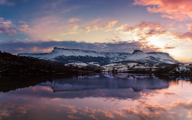 Mountain lake sunset clouds horizon #2 free wallpaper - medium preview image