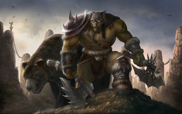 Man horse sword bear hill free wallpaper - medium preview image