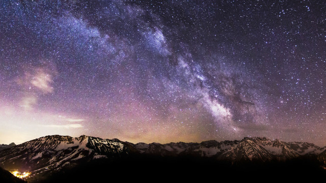 Night sky stars mountain range free wallpaper - medium preview image