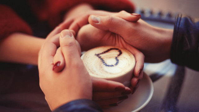 Couple holding hands coffee smiley free wallpaper - medium preview image