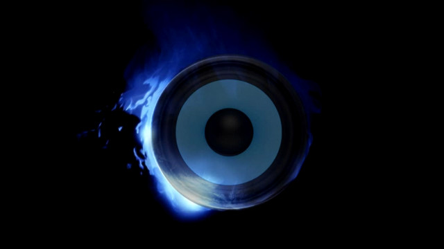 Speaker blue flames black background free wallpaper - medium preview image