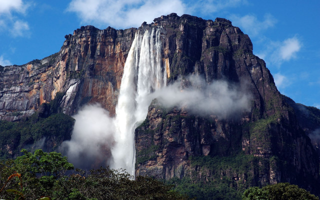 Tall waterfall massive water clouds free wallpaper - medium preview image