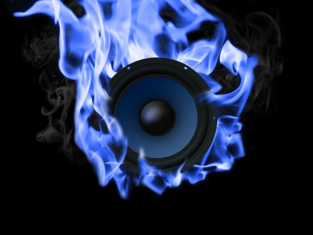Blue flames black background speaker free wallpaper - medium preview image
