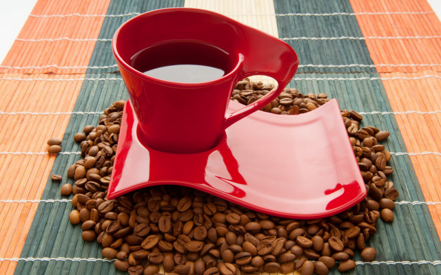 Red coffee cup coffee beans free wallpaper - medium preview image