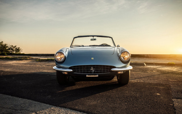 Blue sports car sunset backlit free wallpaper - medium preview image