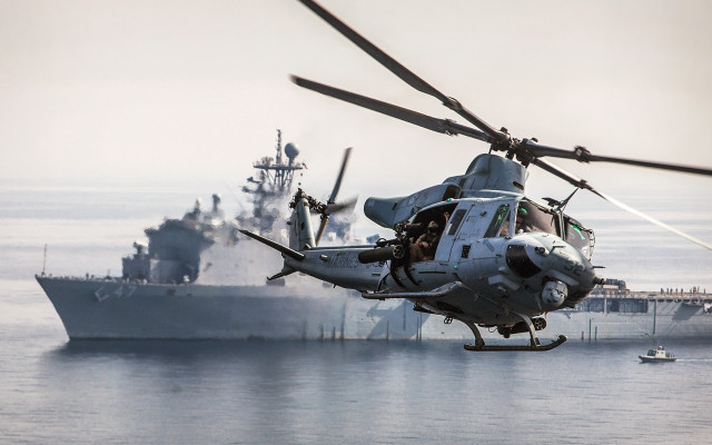 Helicopter boat ocean military puzzle free wallpaper - medium preview image