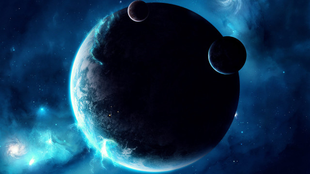 Blue planet background stars aurora free wallpaper - medium preview image