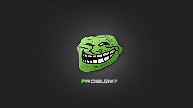 Green troll face smile problem free wallpaper - medium preview image