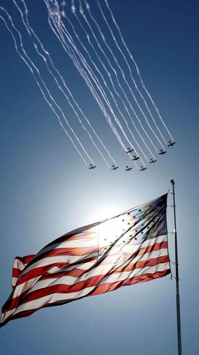 Flag jets flying sky pole free wallpaper - medium preview image
