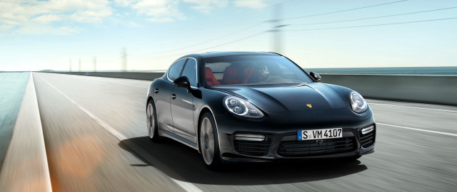 Black porsche panamera highway ocean free wallpaper - medium preview image