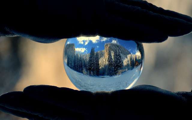 Crystal ball mountain reflection magic free wallpaper - medium preview image