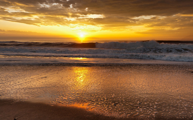 Sunset ocean waves beach sky #2 free wallpaper - medium preview image