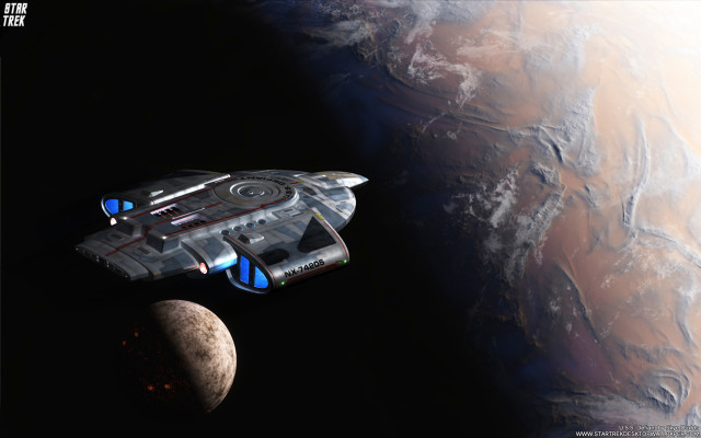 Spaceship flying planet sky moon free wallpaper - medium preview image