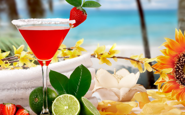 Strawberry lime flower beach food free wallpaper - medium preview image