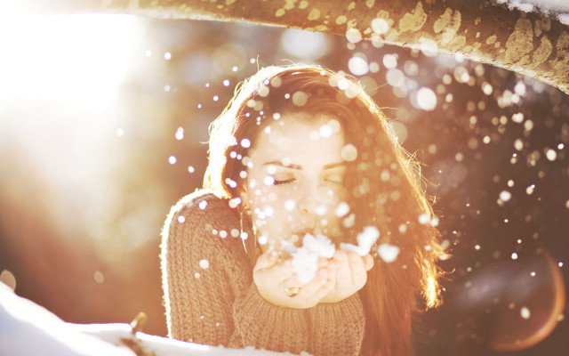 Woman blowing nose snow florianne free wallpaper - medium preview image