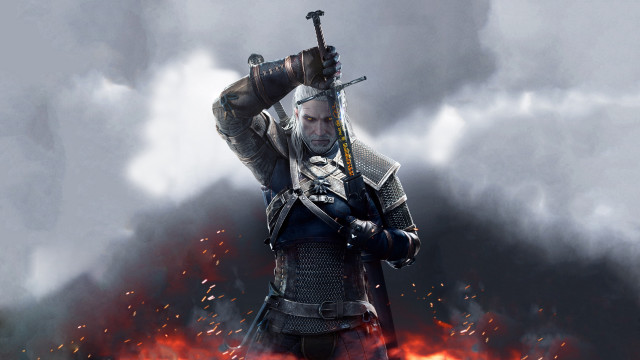 Suit man flaming sword fire free wallpaper - medium preview image