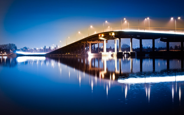 Bridge cityscape starry sky reflection free wallpaper - medium preview image