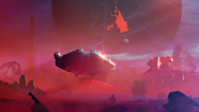 Futuristic city red sky purple #2 free wallpaper - medium preview image