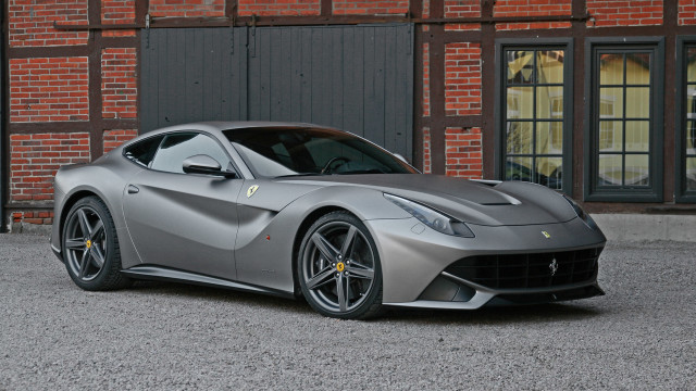 Silver sportscar brickbuilding door open free wallpaper - medium preview image