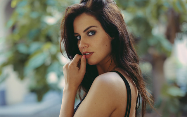 Seductive brow bokeh posing longhair free wallpaper - medium preview image