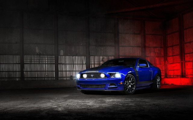 Blue car garage red light free wallpaper - medium preview image