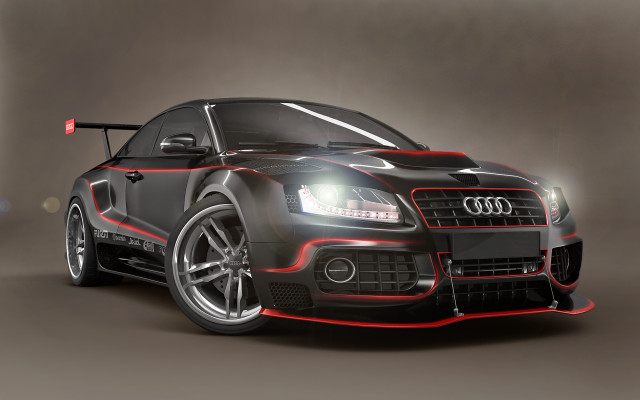 Black car red stripes hood #2 free wallpaper - medium preview image
