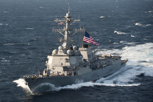 Military ship ocean american flag free wallpaper - medium preview image