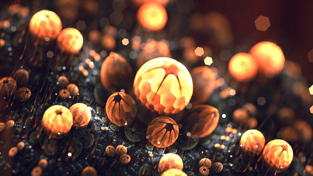 Balls lights fireworks moon orange free wallpaper - medium preview image