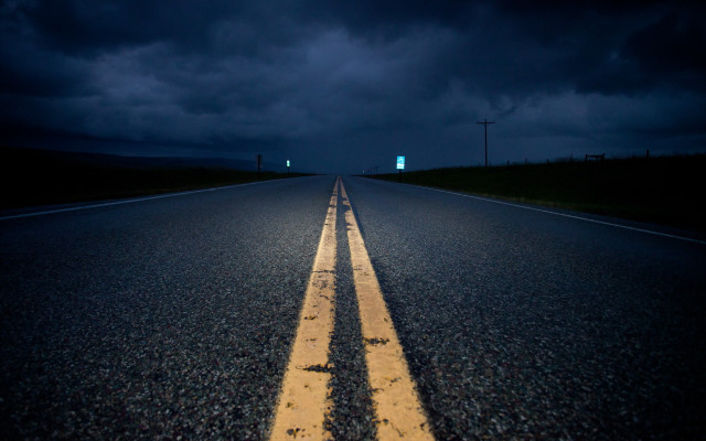 Night road yellow line dark free wallpaper - medium preview image
