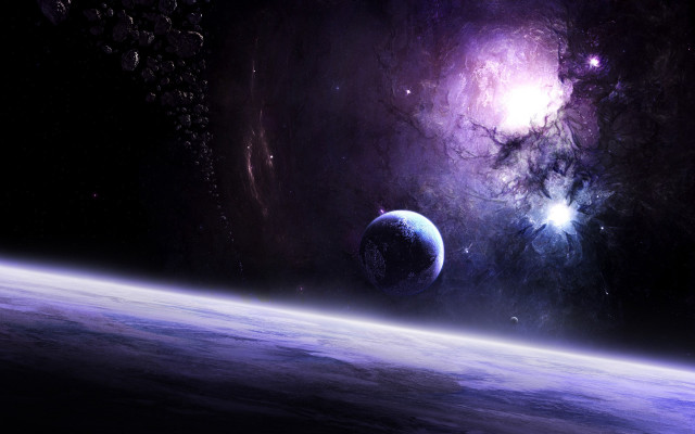 Space aurora moonlight fireworks planet free wallpaper - medium preview image