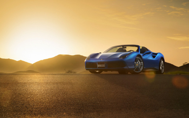 Blue sports car sunset mountains #2 free wallpaper - medium preview image