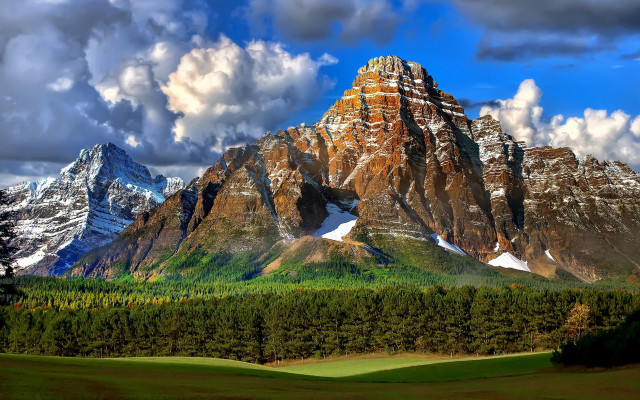 Mountain range forest clouds blue free wallpaper - medium preview image