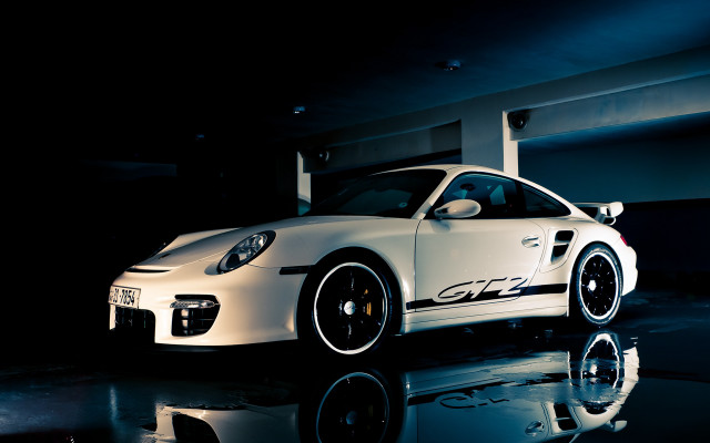 White sports car garage hood free wallpaper - medium preview image
