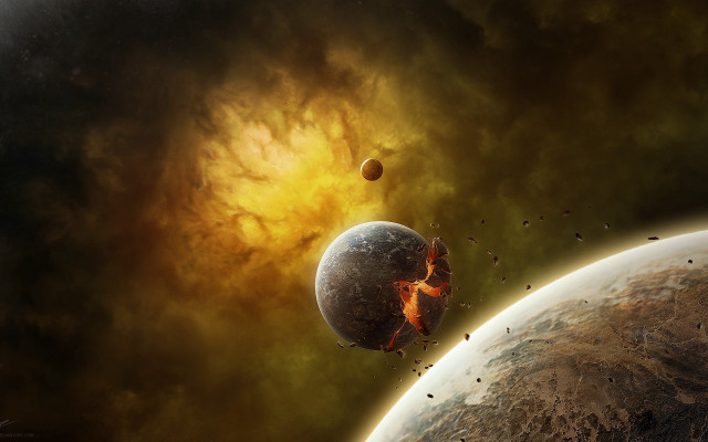 Space planet star debris moon free wallpaper - medium preview image