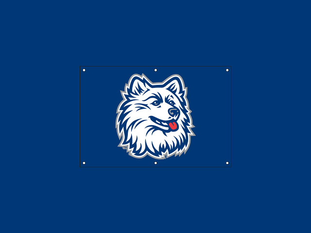 Blue background white wolf red free wallpaper - medium preview image