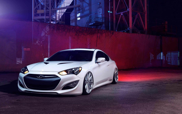 White car red wall night free wallpaper - medium preview image