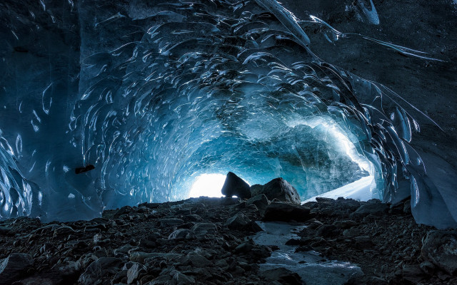 Cave boat starry sky waterfish free wallpaper - medium preview image
