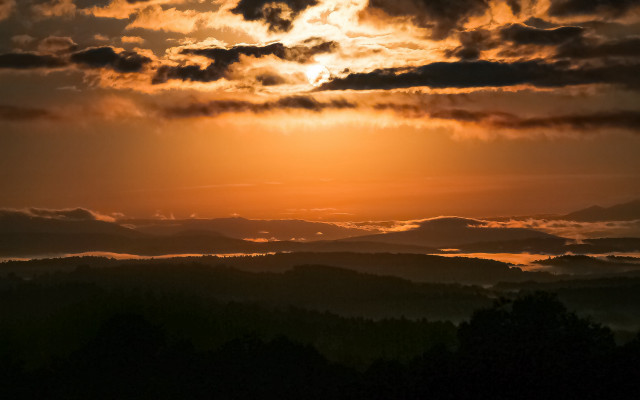 Sunset clouds mountains bird horizon free wallpaper - medium preview image