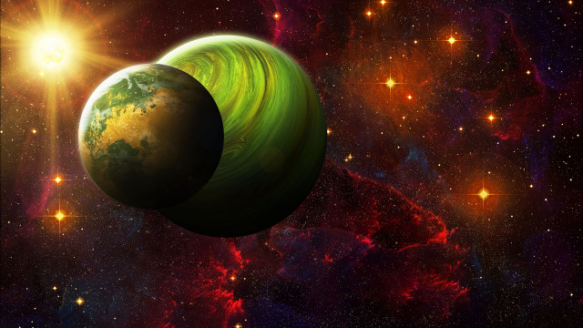 Green planet bright star space free wallpaper - medium preview image