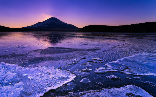 Mountain lake ice purple sky free wallpaper - medium preview image