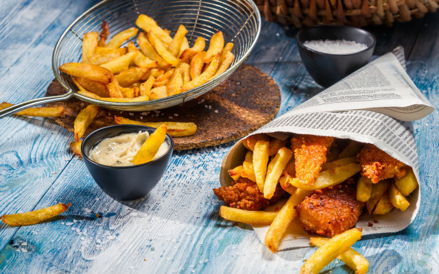 Fried food basket fries dips free wallpaper - medium preview image