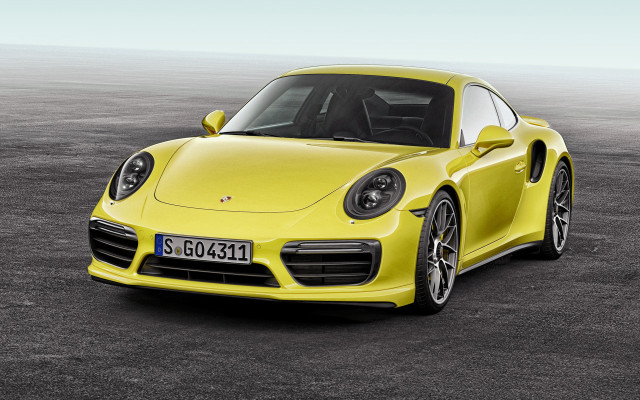Yellow porsche sports car parking free wallpaper - medium preview image