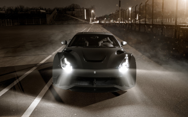 Car fog night headlights photorealism free wallpaper - medium preview image