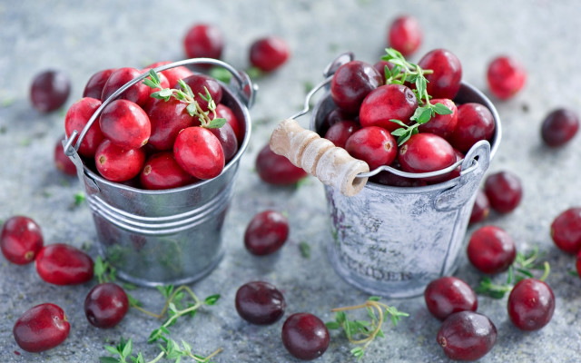 Cherry buckets berries blurry dessert free wallpaper - medium preview image