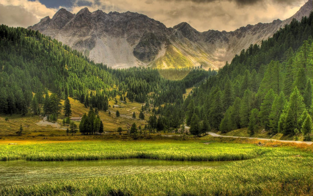 Grassy field mountain cloudy sky #3 free wallpaper - medium preview image