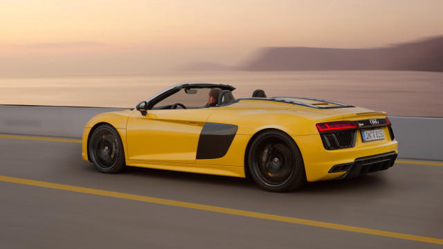 Yellow sports car ocean sunset free wallpaper - medium preview image