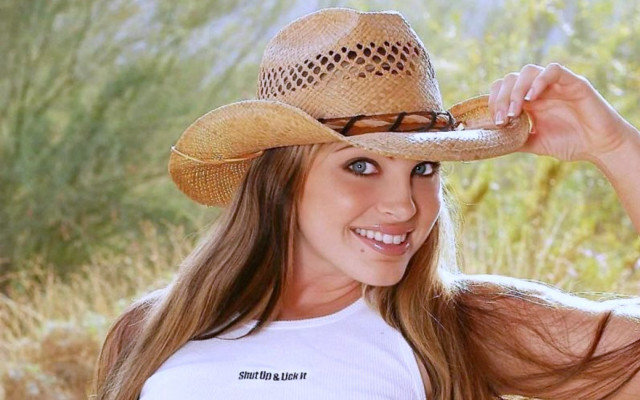 Woman cowboyhat field blurry fireworks free wallpaper - medium preview image