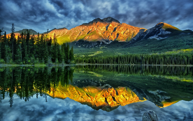 Mountain range reflection lake sunset #8 free wallpaper - medium preview image