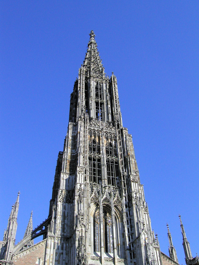 Large cathedral clock tower blue free wallpaper - medium preview image