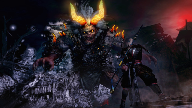 Demonic forest flames glowing cityscape free wallpaper - medium preview image